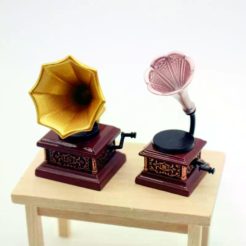 Diy Electronics Housing - Domek dla lalek Gramofon Vintage Miniatury